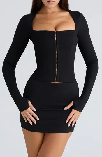 HOUSE OF CB The Long Sleeve Balconette Corset Top | Nordstrom | Nordstrom