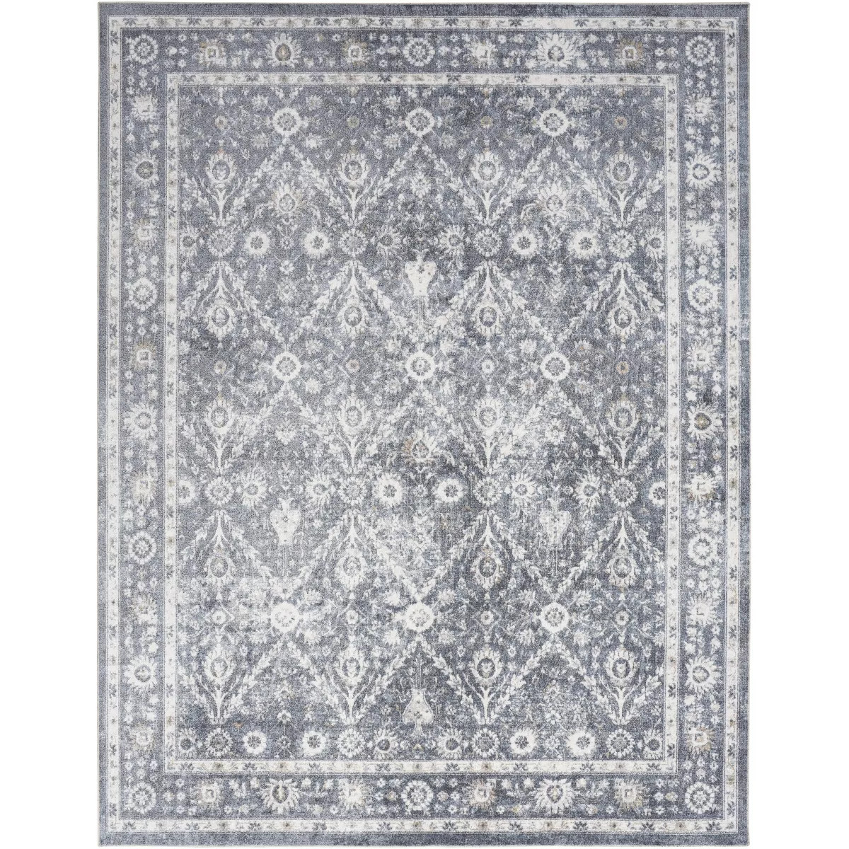 Nourison Astra Washable Vintage Indoor Flatweave Area Rug Silver Taupe 5'3" x 7' | Target