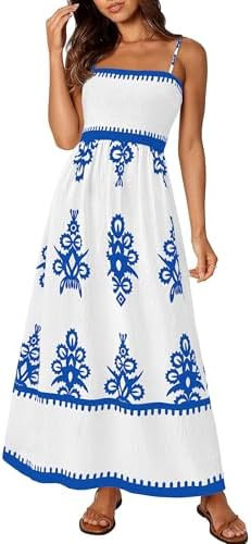 PRETTYGARDEN Summer Dress for Women 2026 Floral Sundress Spaghetti Strap Flowy Beach Vacation Boh... | Amazon (US)
