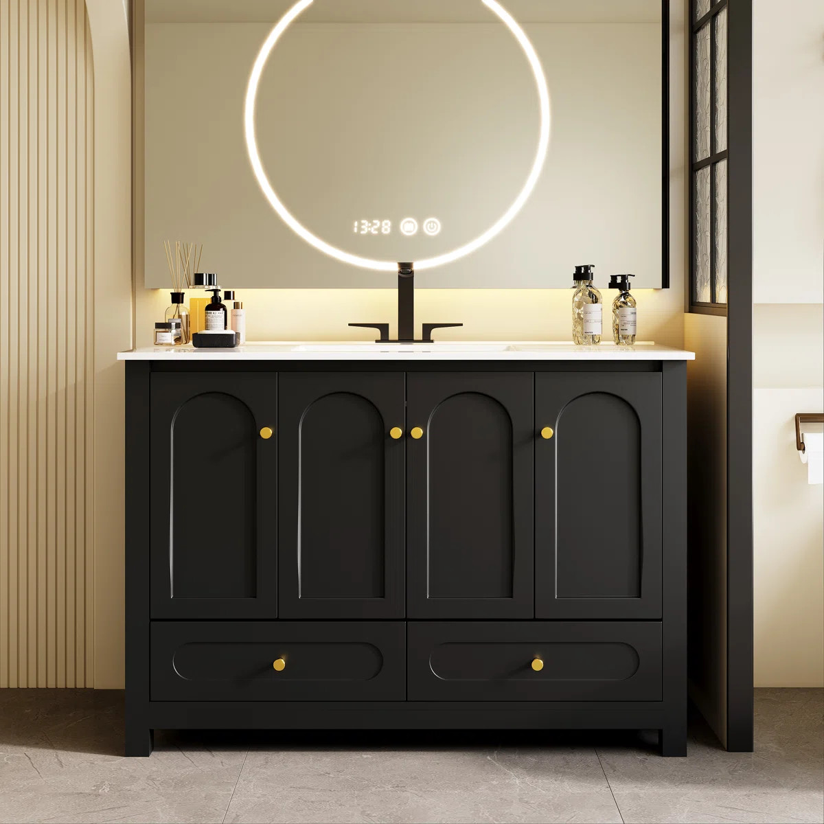 Monolith 48'' Single Bathroom Vanity with Sink, Elegant Ceramic Basin, 4 Soft-Close Doors & 2 Dra... | Wayfair North America