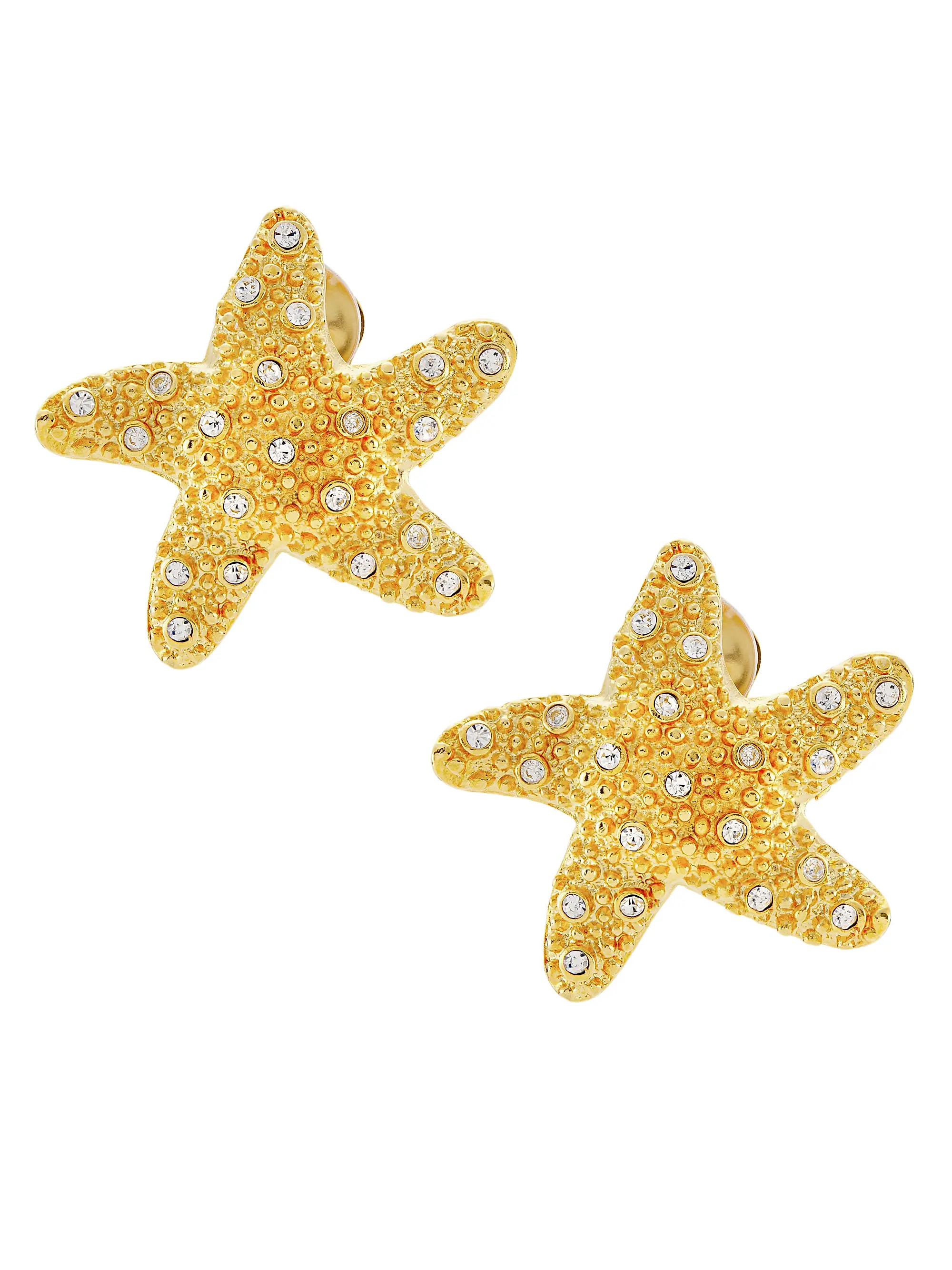 Starfish 22K Gold-Plate & Faux Crystal Earrings | Saks Fifth Avenue