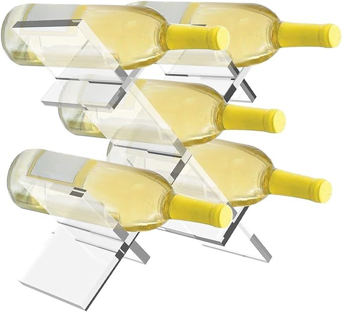 Wine Rack Countertop Lattice Freestanding 5 Bottle Wine Holder Modern Transparent Acrylic Plastic... | Amazon (US)