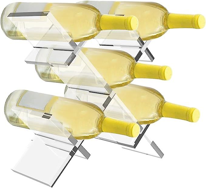 Wine Rack Countertop Lattice Freestanding 5 Bottle Wine Holder Modern Transparent Acrylic Plastic... | Amazon (US)