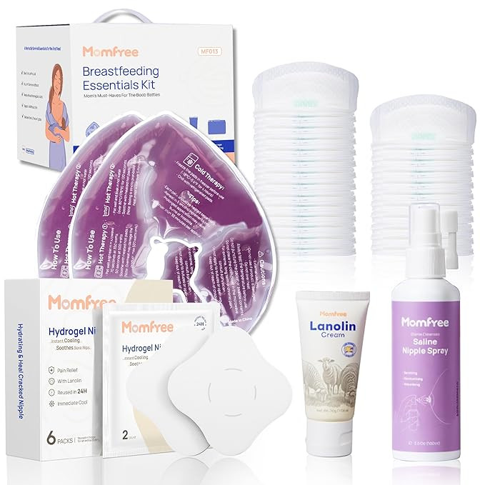 Breastfeeding Essentials Kit for Nursing Moms Nipple Relief,60 Piece Gift Set with Reusable Hot a... | Amazon (US)