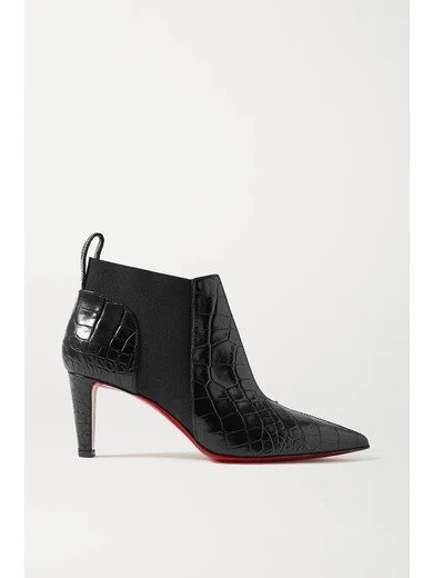 Christian Louboutin - Tchakaboot 70 Croc-effect Leather Ankle Boots - Black | NET-A-PORTER (US)