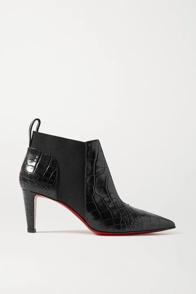 Christian Louboutin - Tchakaboot 70 Croc-effect Leather Ankle Boots - Black | NET-A-PORTER (US)