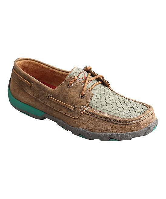 Twisted X Women's Boat Shoes Bomber/Turquoise - Brown & Turquoise Fish Leather Boat Shoe - Women | Zulily