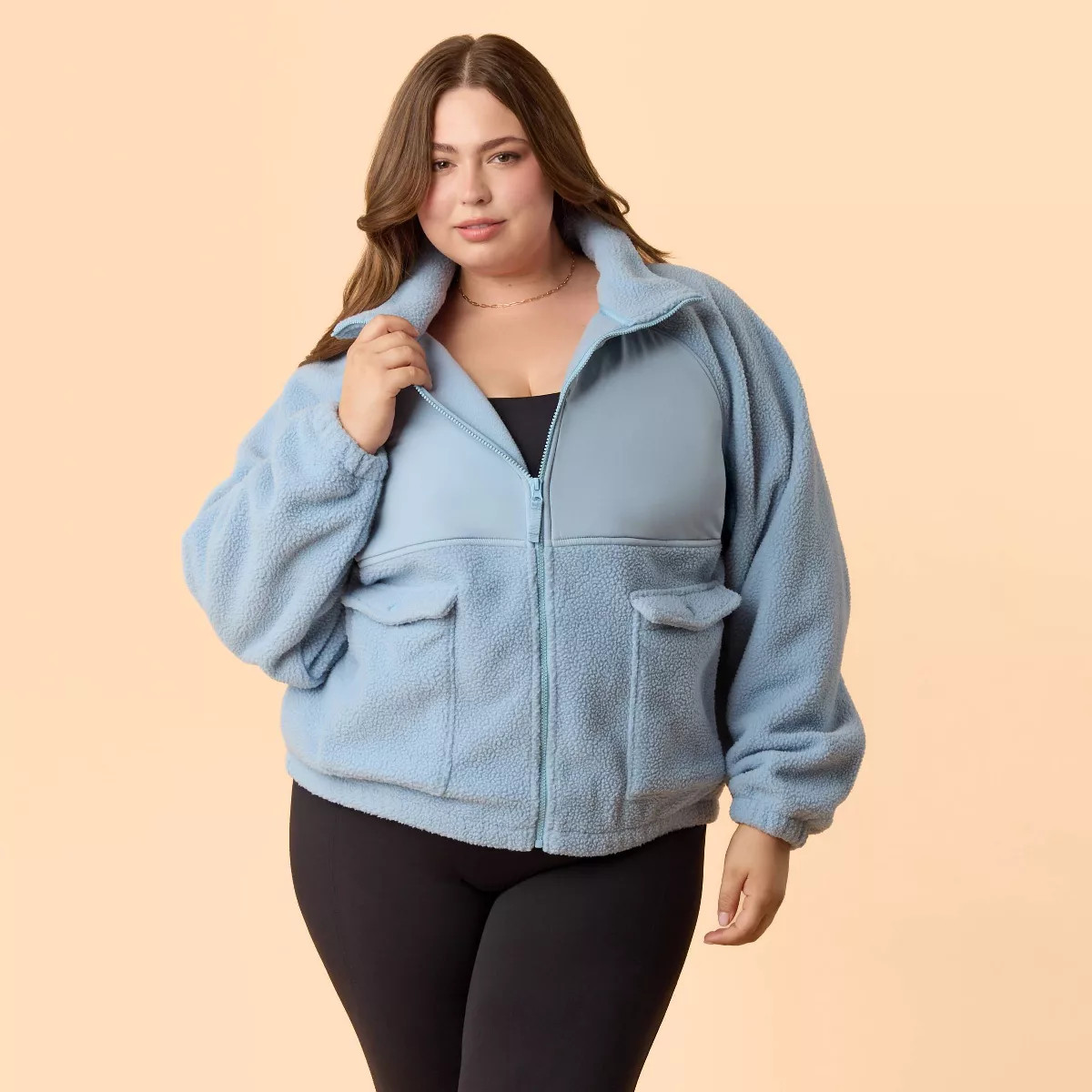 Blogilates Women's Bonfire Fleece Jacket - Light Blue 2X | Target