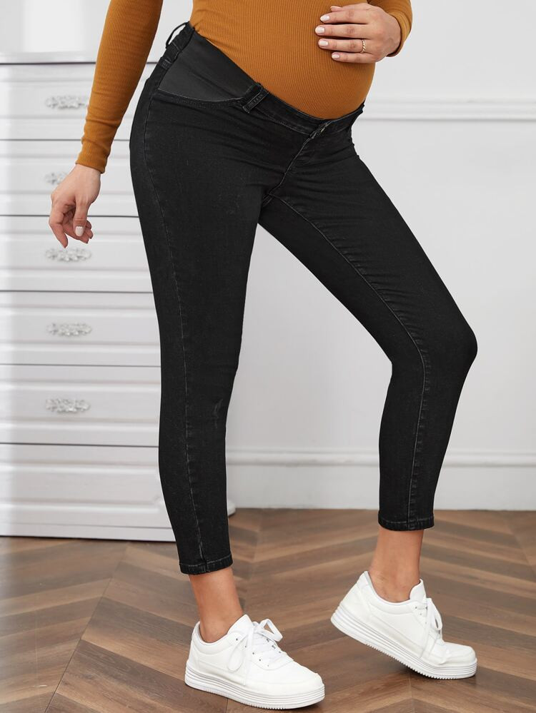 New
     
      Maternity Elastic Panel Skinny Jeans | SHEIN