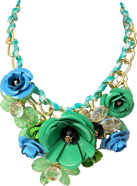 Flower Bib Statement Necklace Chunky Flower Statement Necklace Drama Bib Collar Jewelry Set for W... | Amazon (US)