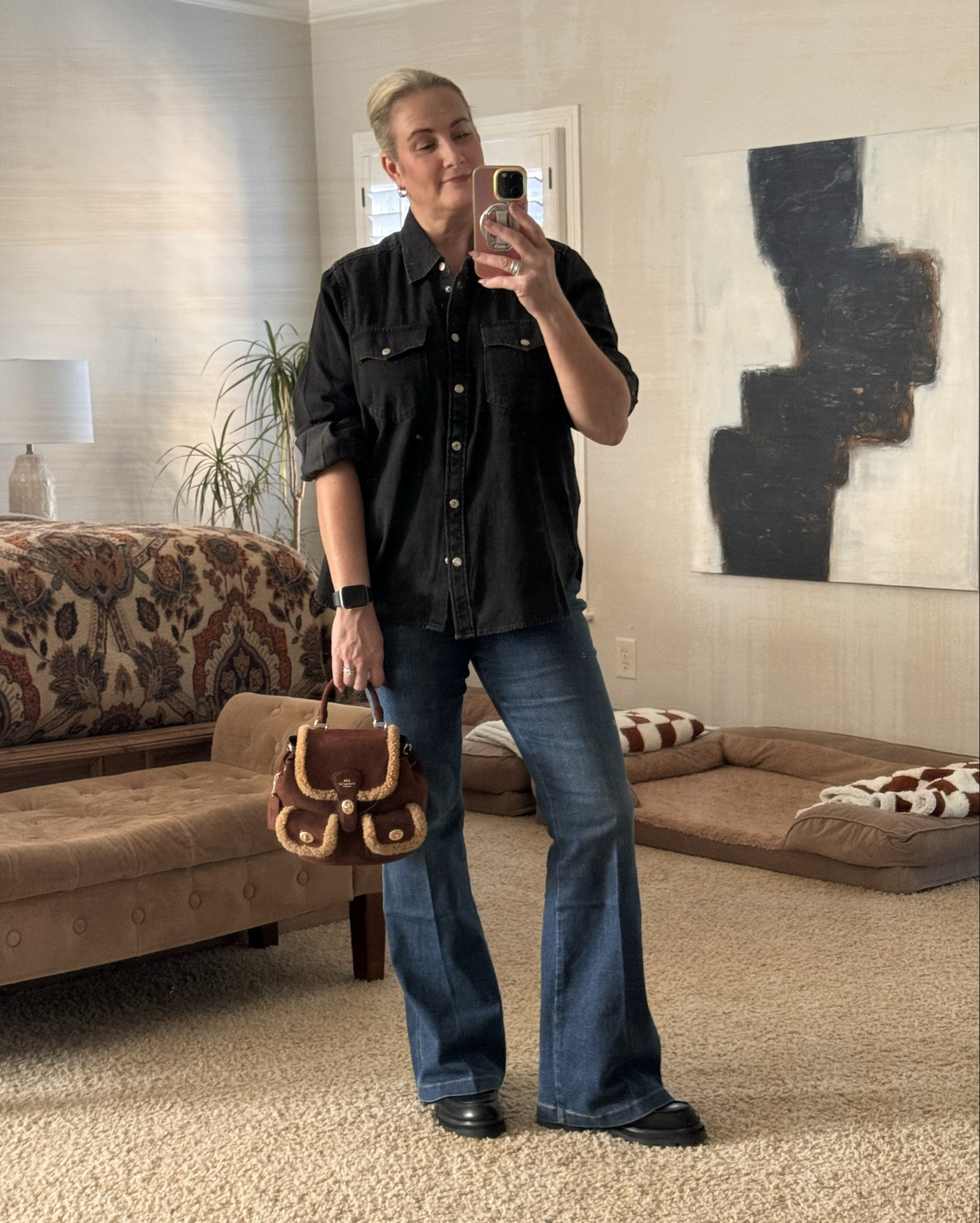 Enjoying some ☀️☀️☀️

Jeans are SPANX and are my favorite!  Comfy, stretchy and the perfect length.  Size up—Im wearing a Large.  Shirt is a medium.  And took my teddy bag out for a spin (currently on major sale) 

Bootleg jeans, flared jeans, the perfect jean, stretchy jeans, comfy jeans, western look, lug sole loafers, loafers, sherpa bags, outfit repeater, mixing old and new

#LTKstorytime #LTKdayinmylife #LTKOver40