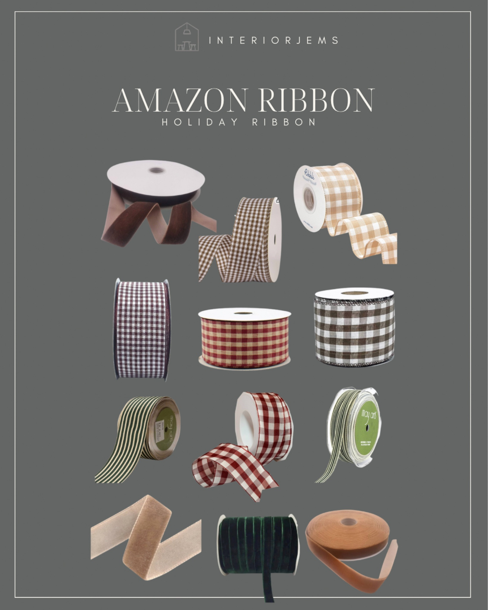 Amazon, ribbon, Christmas gift wrap, Christmas ribbon, gingham, ribbon, brown, gingham, ribbon, green, striped ribbon, Green Velvet, ribbon, red, velvet, ribbon, holiday

#LTKstyletip #LTKhome #LTKHoliday
