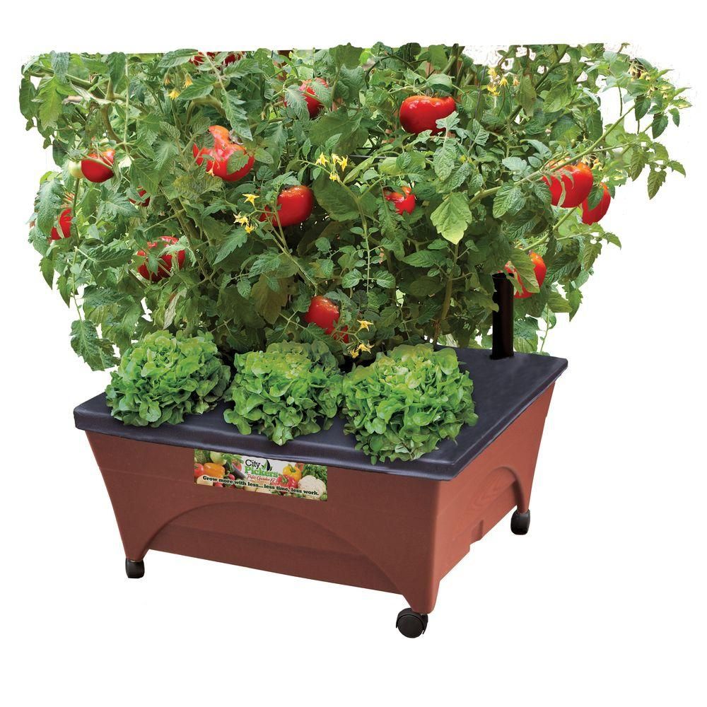 24.5 in. x 20.5 in. Patio Raised Garden Bed Grow Box Kit with Watering System and Casters in Terr... | The Home Depot