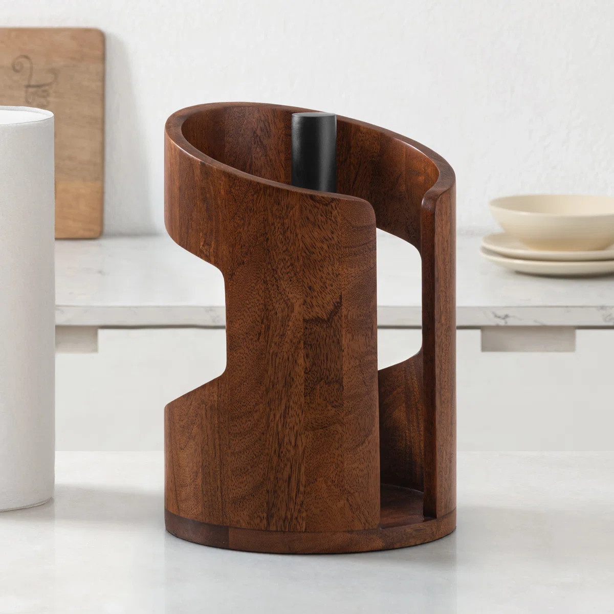 Wooden Paper Towel Holder with Negative Space Design for Kitchen and Table Decor, Anti Skid Base,... | Wayfair North America
