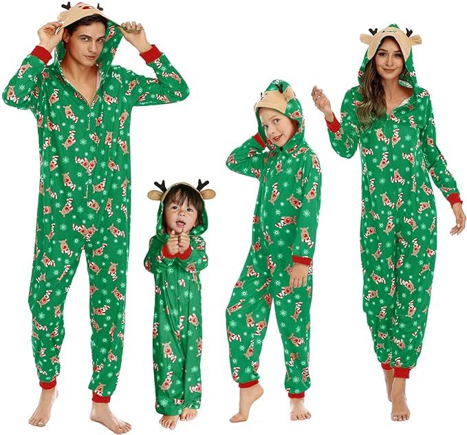Adisputent Christmas Pajamas for Family Matching Cute Long Sleeve Couples Soft Sleepwear One Piec... | Amazon (US)