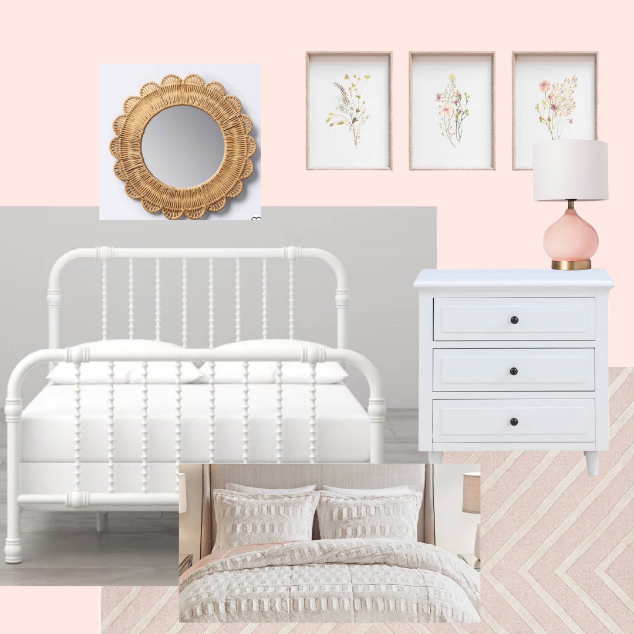 Girls bedroom ideas with a white metal bed and white nightstand

#LTKhome #LTKstyletip #LTKfamily