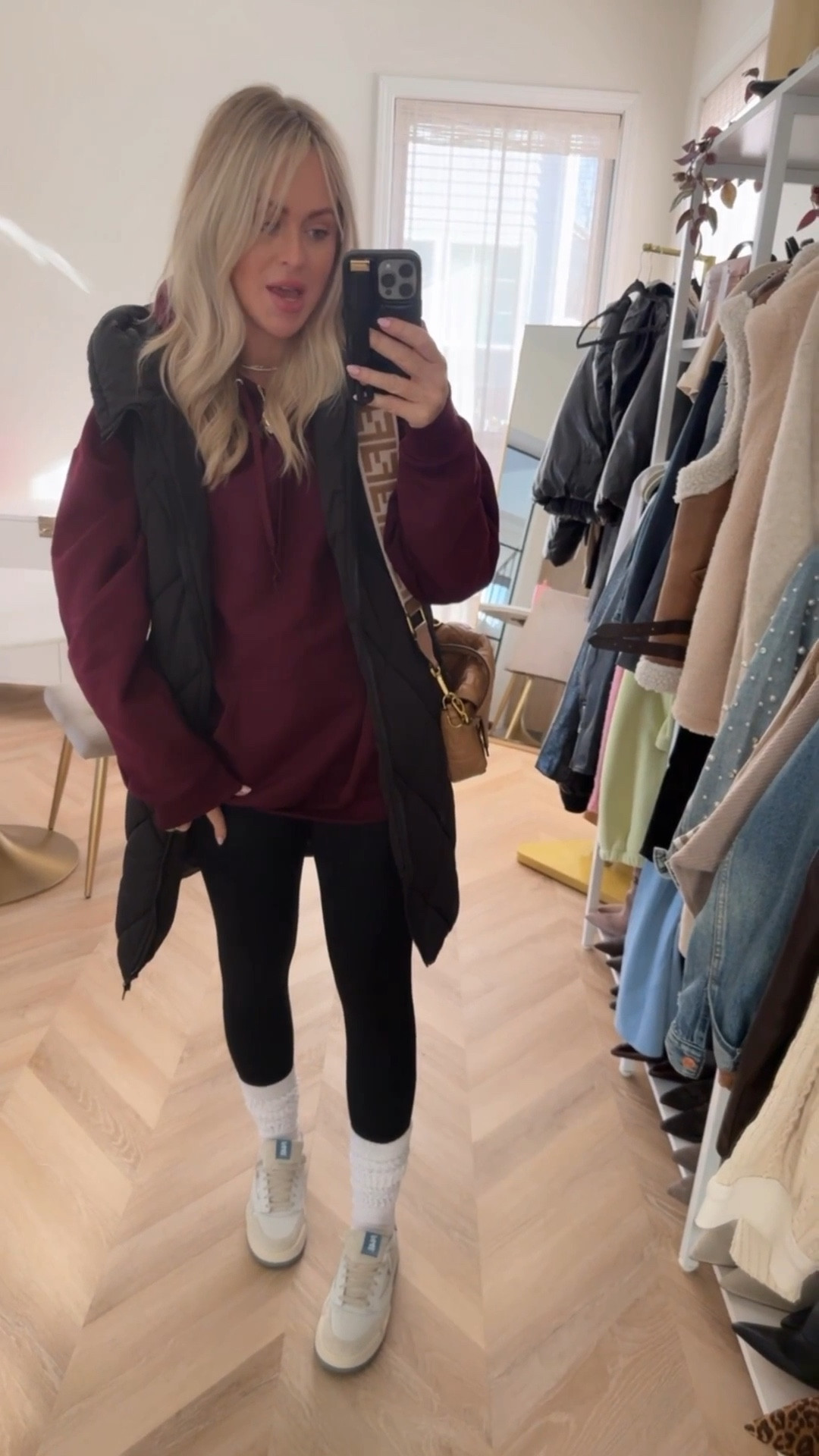 Momiform! Sports mom all week in alll the diff team colors! 50% off my hoodie now $10!!! Can’t keep up but I’m loving it! This vest is great + has a hood! I did small. 
Men’s hoodie I did XL

Team. Sports. Team colors. Sneakers. Leggings. Winter outfit. 

#LTKFindsUnder50 #LTKFindsUnder100 #LTKSaleAlert