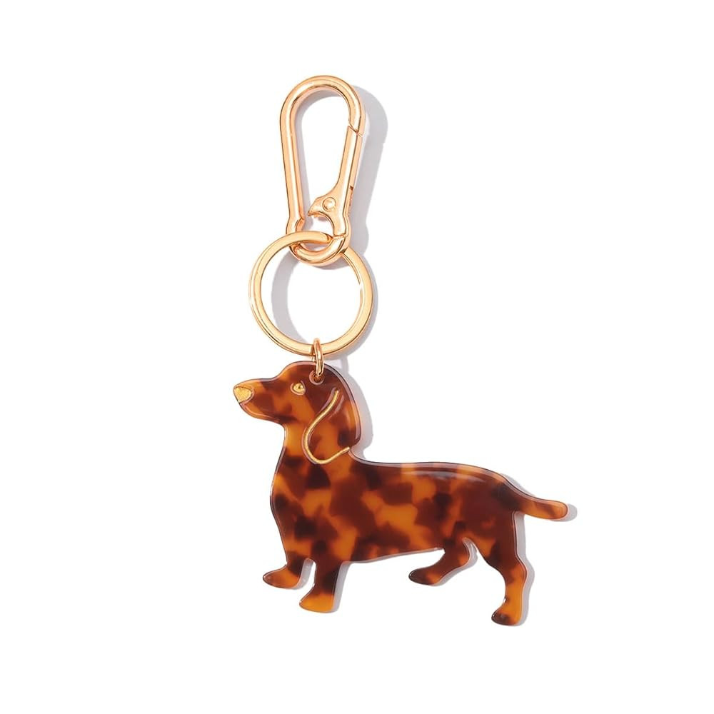 Dog-Shaped Bag Clasp & Keychain Charm- Acetate Animal Clip with Gold-Tone Metal, Decorative Purse... | Amazon (US)