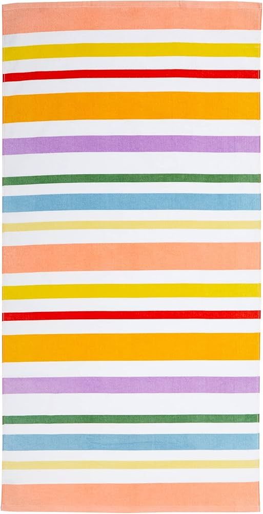 Sun Sprouts 100% Cotton Beach Towel Colorful Stripes Pattern for Kids & Toddler. Bath, Pool, Camp... | Amazon (US)