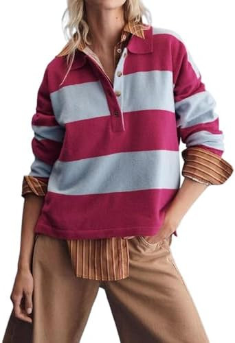 V Neck Long Sleeve Knit Sweater Shirts Pullover | Amazon (US)