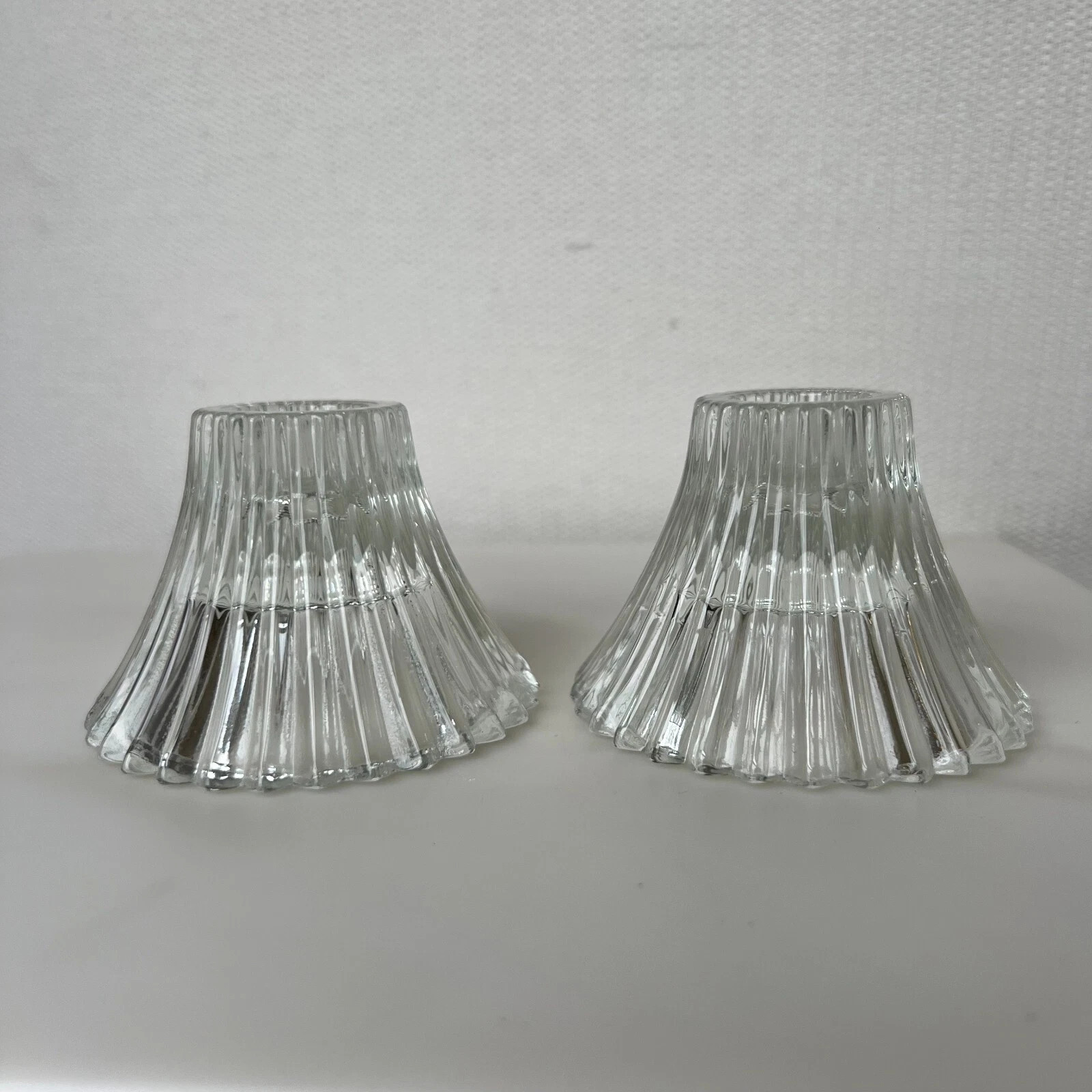 Vintage Clear Crystal Ribbed Fluted Taper Candlestick or Votive Holders Tabletop | eBay US