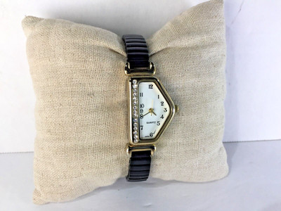 Vintage Collezio Half Moon Ladies Gold Tone, Bling & Black Quartz Watch Working! | eBay US