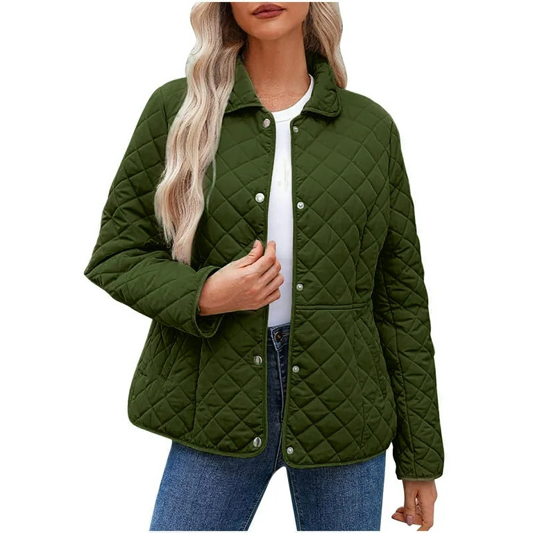 Dezsed Women's Winter Quilted Jackets Lightweight Long Sleeve Button Down Puffer Jacket Padded Co... | Walmart (US)