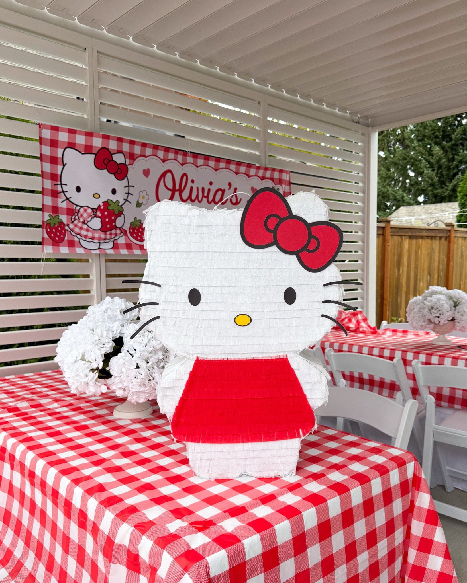 DIY Hello Kitty Piñata! ❤️🍓

Storage box, glue sticks, primer spray, scotch tape, Cricut Cardstock, streamer rolls, zip ties, hot knife, cardboard cutter, Cricut, tablecloth, red and pink balloons, chairs, urn vase and red dress

#LTKsummer #LTKhome #LTKkids