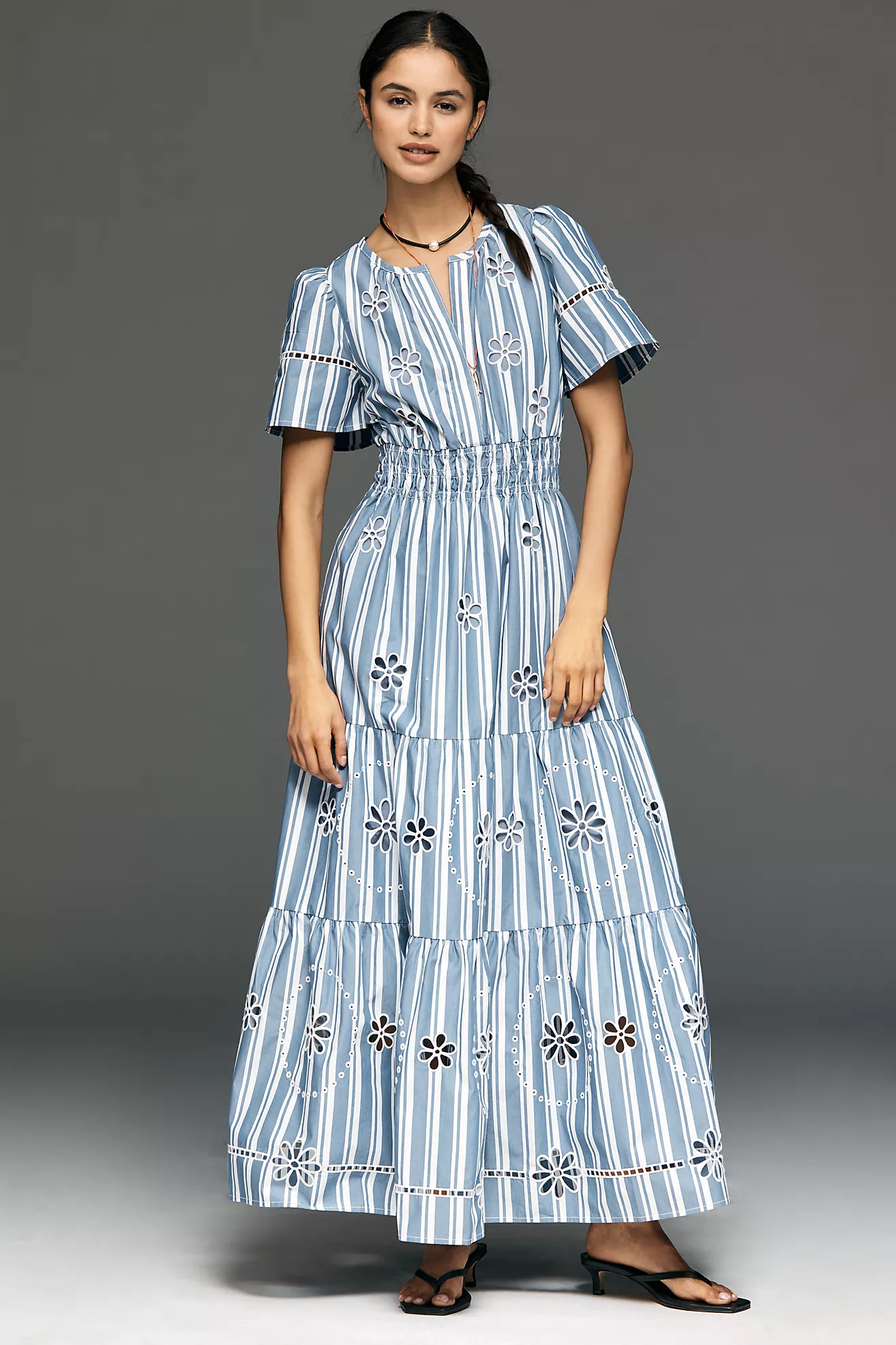 The Somerset Cotton Embroidered Eyelet Maxi Dress | Anthropologie (US)