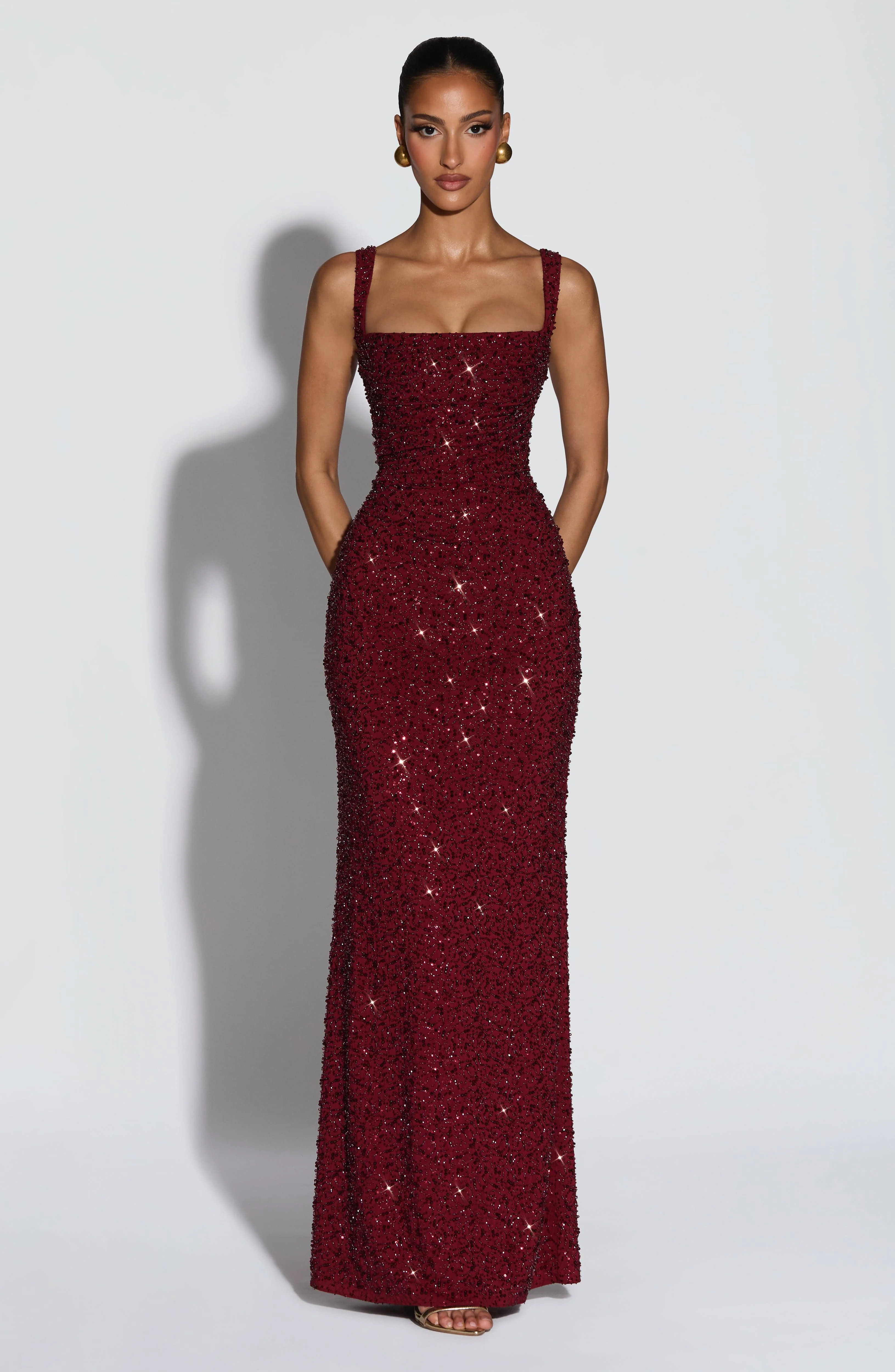 Calanthe Maxi Dress - Burgundy Sparkle | Babyboo (global)