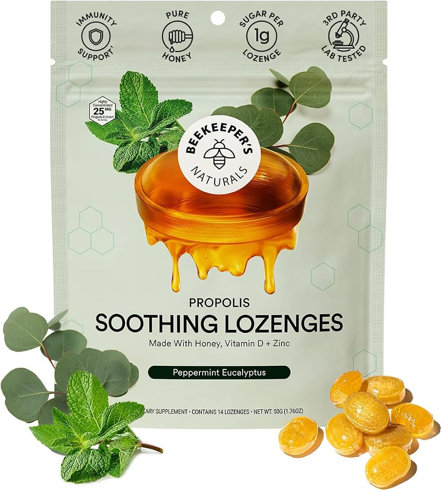 Beekeeper's Naturals Soothing Mint Eucalyptus Cough Drops, Immune Support with Vitamin D, Zinc an... | Amazon (US)