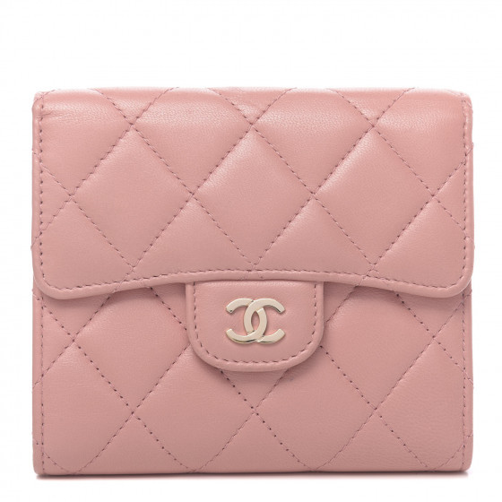 CHANEL Lambskin Quilted Small Compact Wallet Pink | Fashionphile