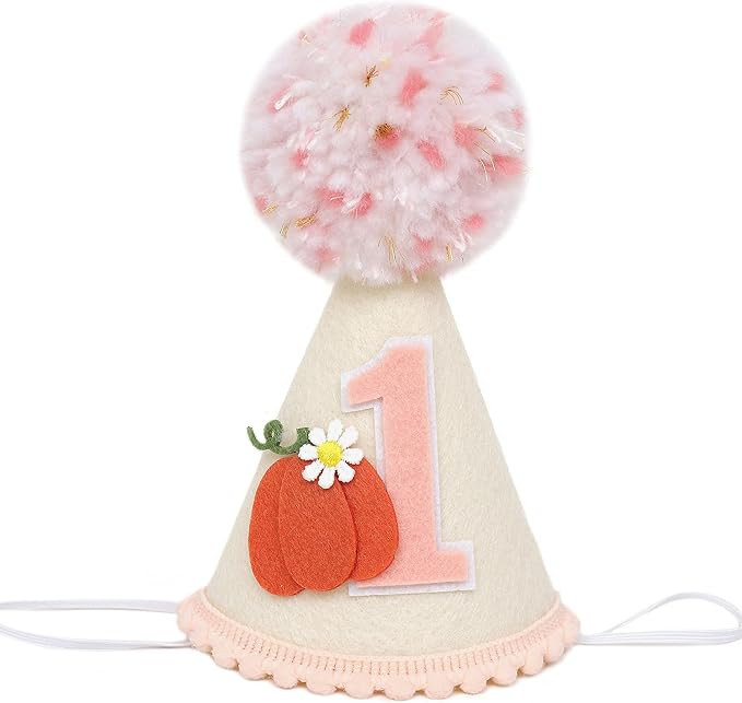 Pink Pumpkin 1st Birthday Hat - Little Pumpkin 1st Birthday Decoration for Girls, Floral Pumpkin ... | Amazon (US)