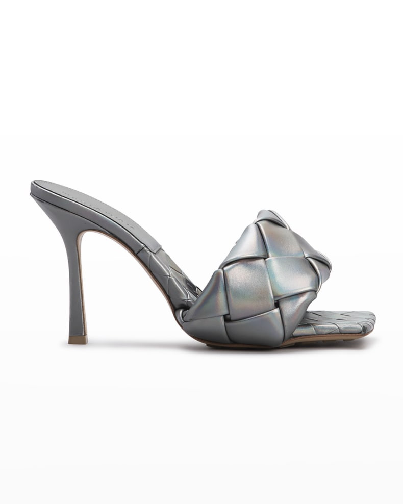 Bottega Veneta Lido Metallic Woven Mule Sandals | Neiman Marcus