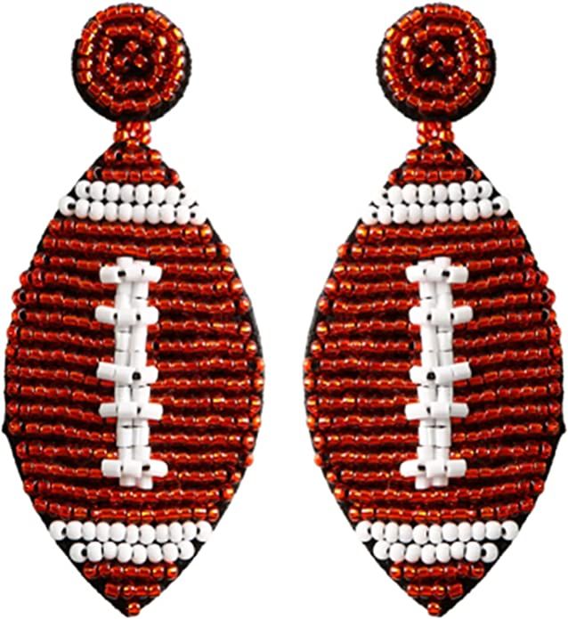 World Cup Soccer Beaded earrings Handmade Braid Sports Ball Dangle Earrings Colorful Soccer Footb... | Amazon (US)