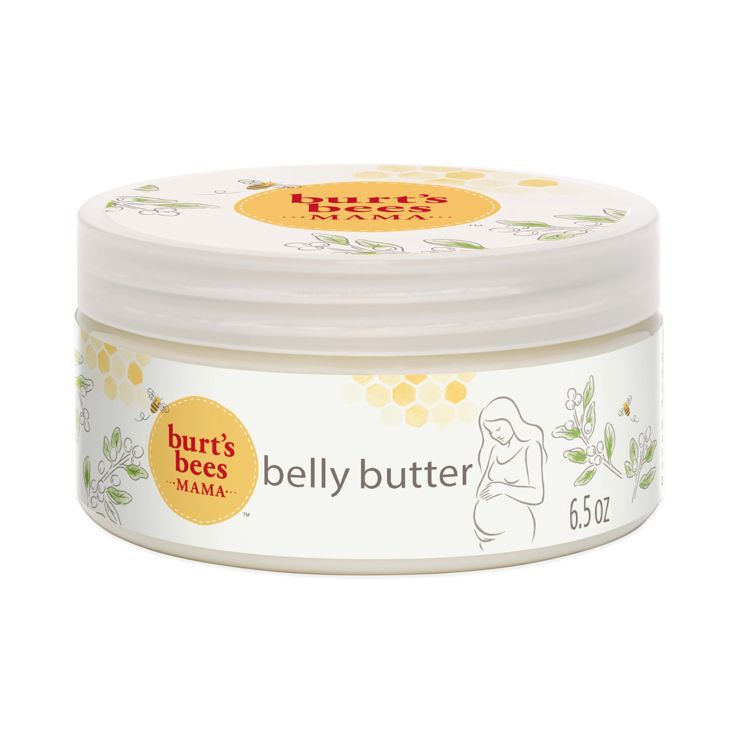 Burt's Bees Mama Belly Butter Stretch Mark Cream for Pregnancy Massages Body & Reduces Scar Appearance, Prenatal & Postnatal Tummy Skin Care, Shea Butter & Vitamin E Rich Formula, 6.5 Oz Tub | Amazon (US)
