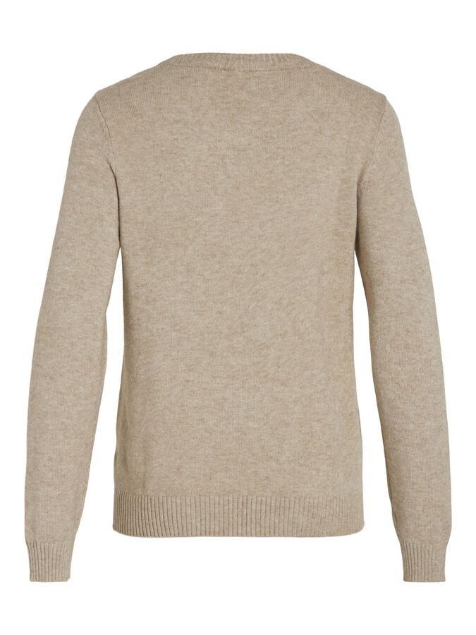 ROUND NECK KNITTED PULLOVER | Brown | VILA® | Vila.com