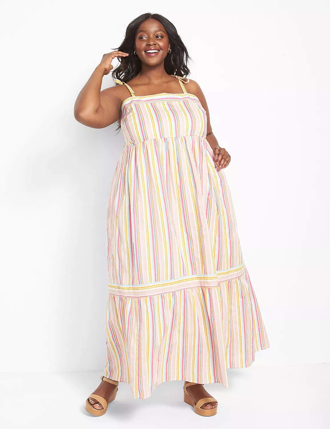 Sleeveless Tie Strap Tiered Stripe | LaneBryant | Lane Bryant (US)