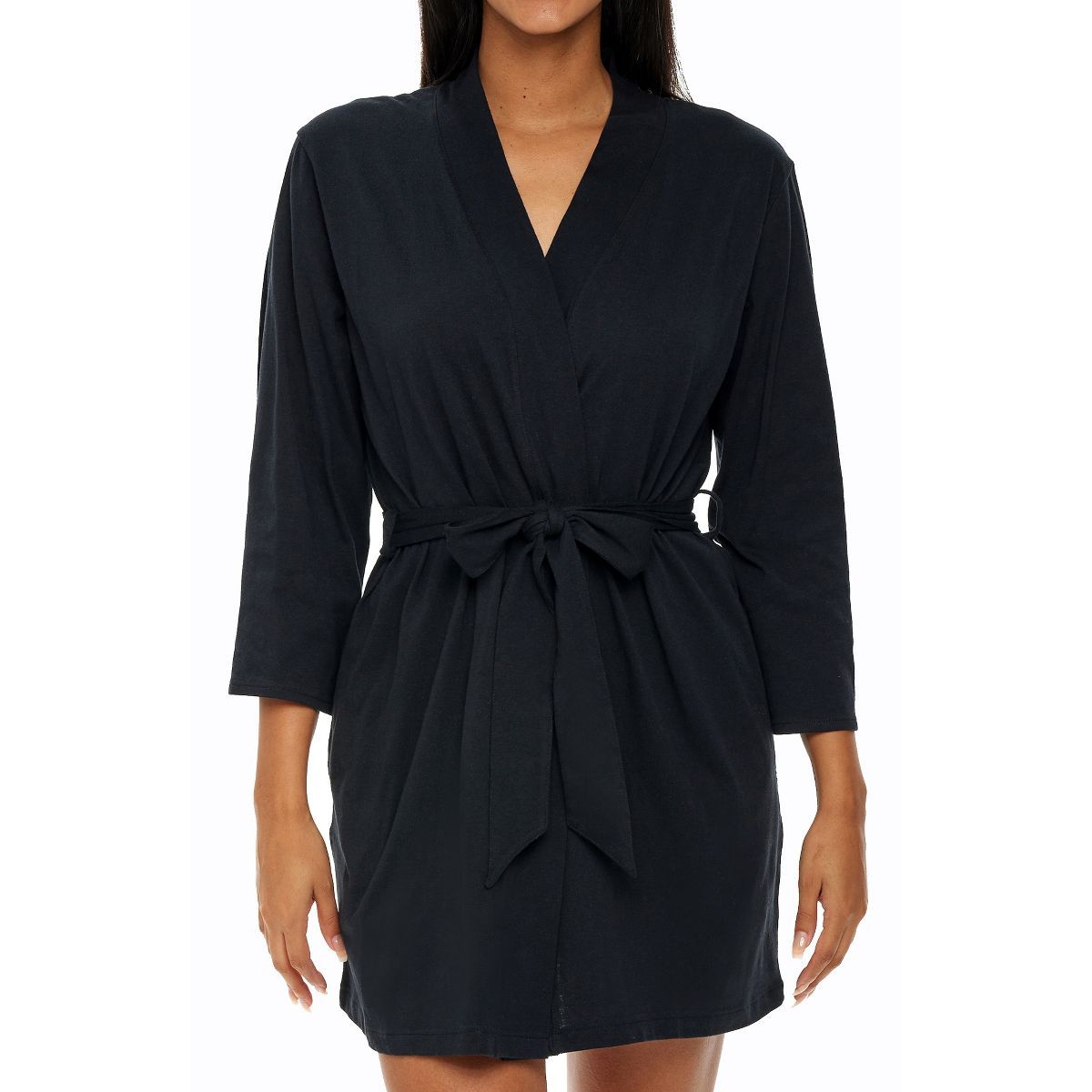 Women's Soft Cotton Knit Jersey Lounge Robe with Pockets, Short Bathrobe | Target