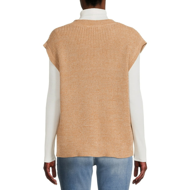 Time and Tru Women's Sweater Vest with Extended Shoulders - Walmart.com | Walmart (US)