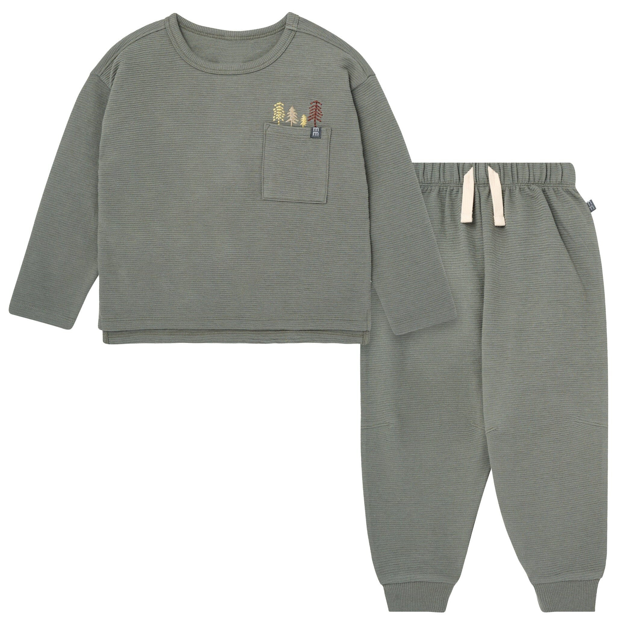 2-Piece Baby Boys Olive Green Trees Long Sleeve T-Shirt and Jogger Set | Gerber Childrenswear