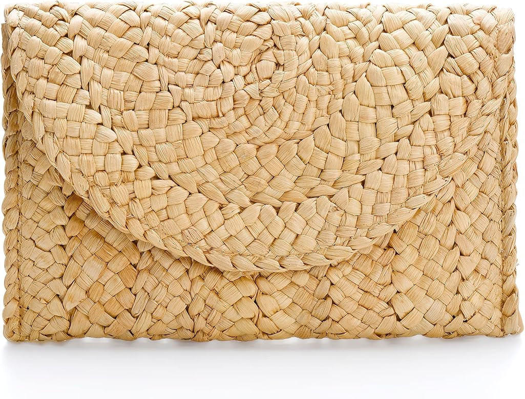 Raffia Woven Wicker Clutch Bag Straw Purse For Girls Summer Beach Crossbody Handbags | Amazon (US)