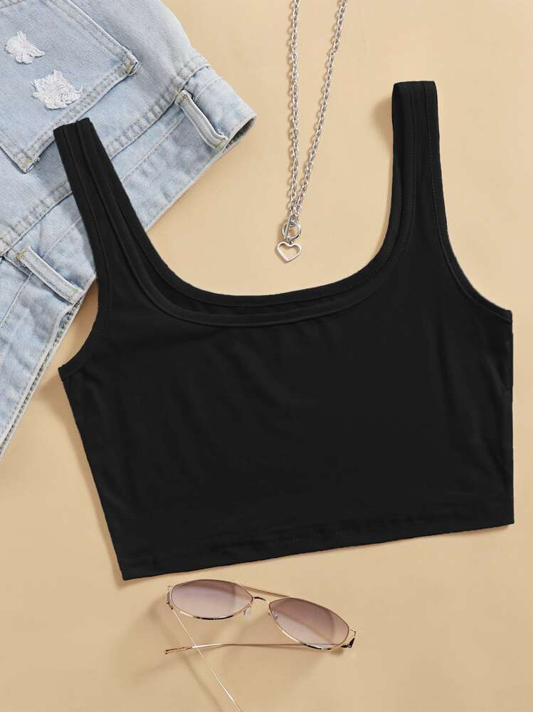 Flirla Solid Crop Tank Top | SHEIN