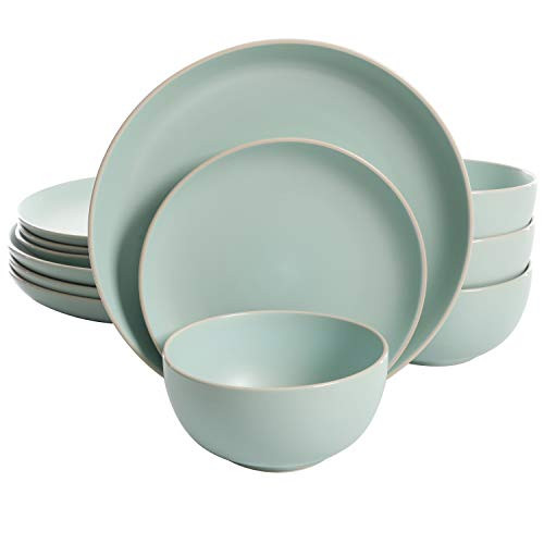 Gibson Home Rockaway 12 Piece Dinnerware, Teal Matte - | Amazon (US)