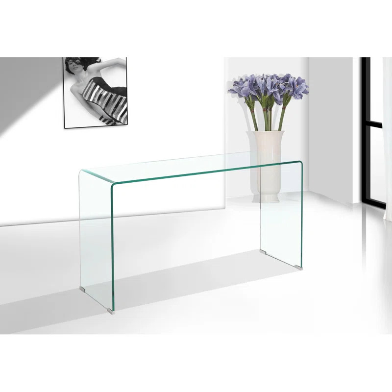 Console Table, Transparent Tempered Glass Console Table With Rounded Edges Desks, Sofa Table | Wayfair North America