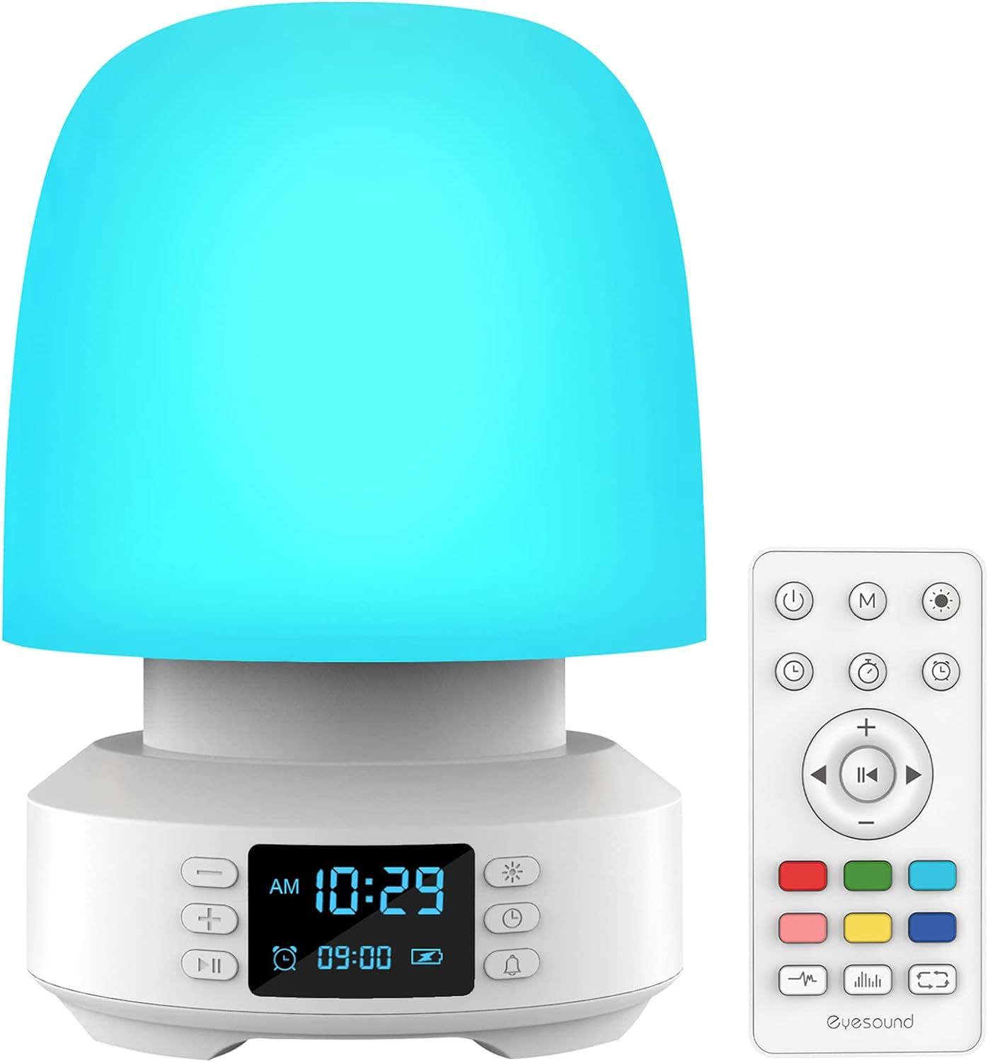 Night Light Bluetooth Speaker, 7 Color Changing Table Lamp with Alarm Clock, Dimmable Bedside Tab... | Amazon (US)