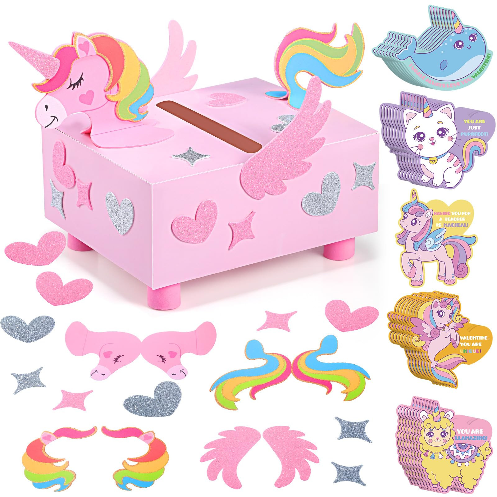 Pasimy Valentines DIY Mailbox for Kids with Greeting Cards Valentine's Day Card Box for School Cl... | Amazon (US)