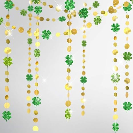 Cheerland Glitter St Patricks Day Garlands Saint Patricks Party Decorations Shamrock Clover Garla... | Amazon (US)