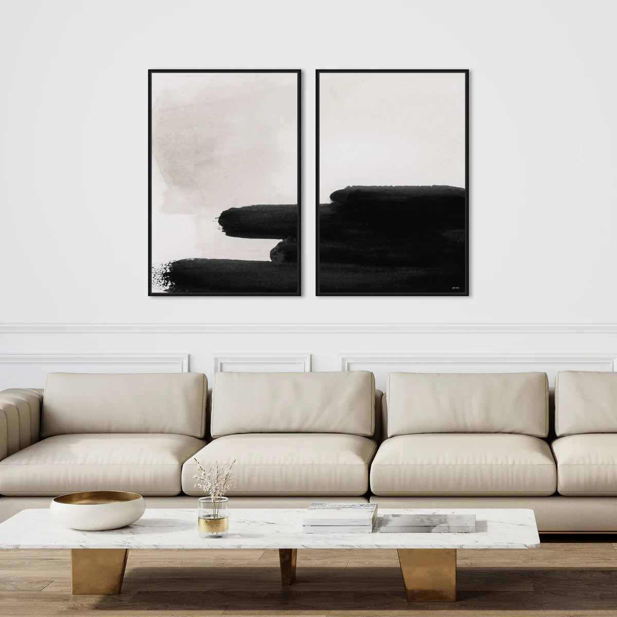 Degrade en Negro DIPTYCH - With hand-applied Heavy Gel Top Coat | Oliver Gal