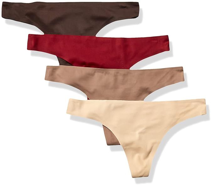 Amazon Essentials Women's 4-Pack Seamless Bonded Stretch Thong Panty | Amazon (US)